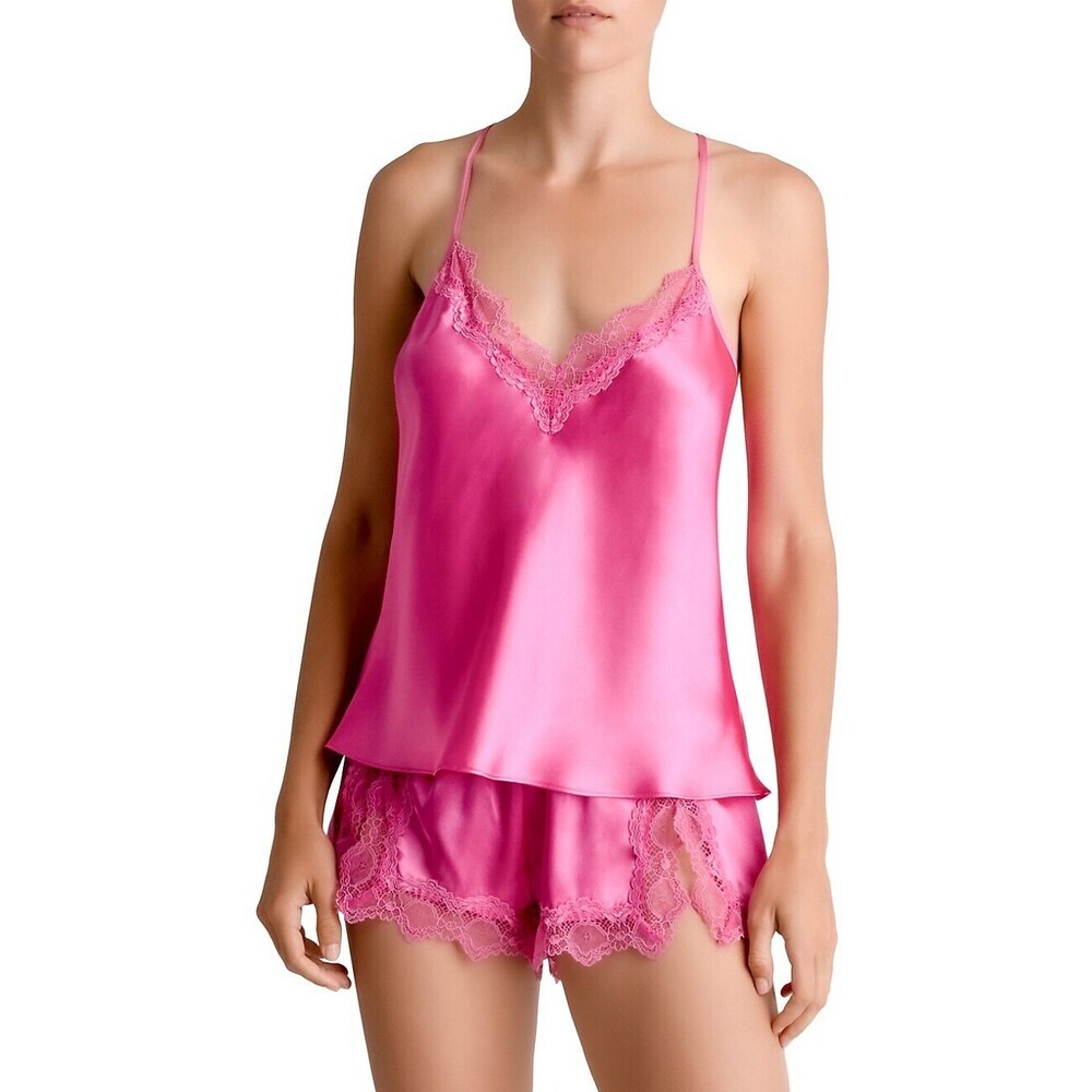 NWT! In Bloom by Jonquil Sz M Hammered Satin Cami & Shorts Set in hot pink